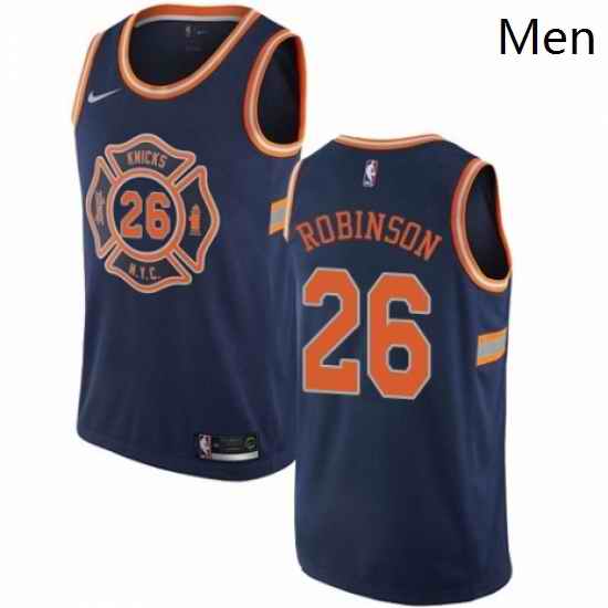 Mens Nike New York Knicks 26 Mitchell Robinson Swingman Navy Blue NBA Jersey City Edition